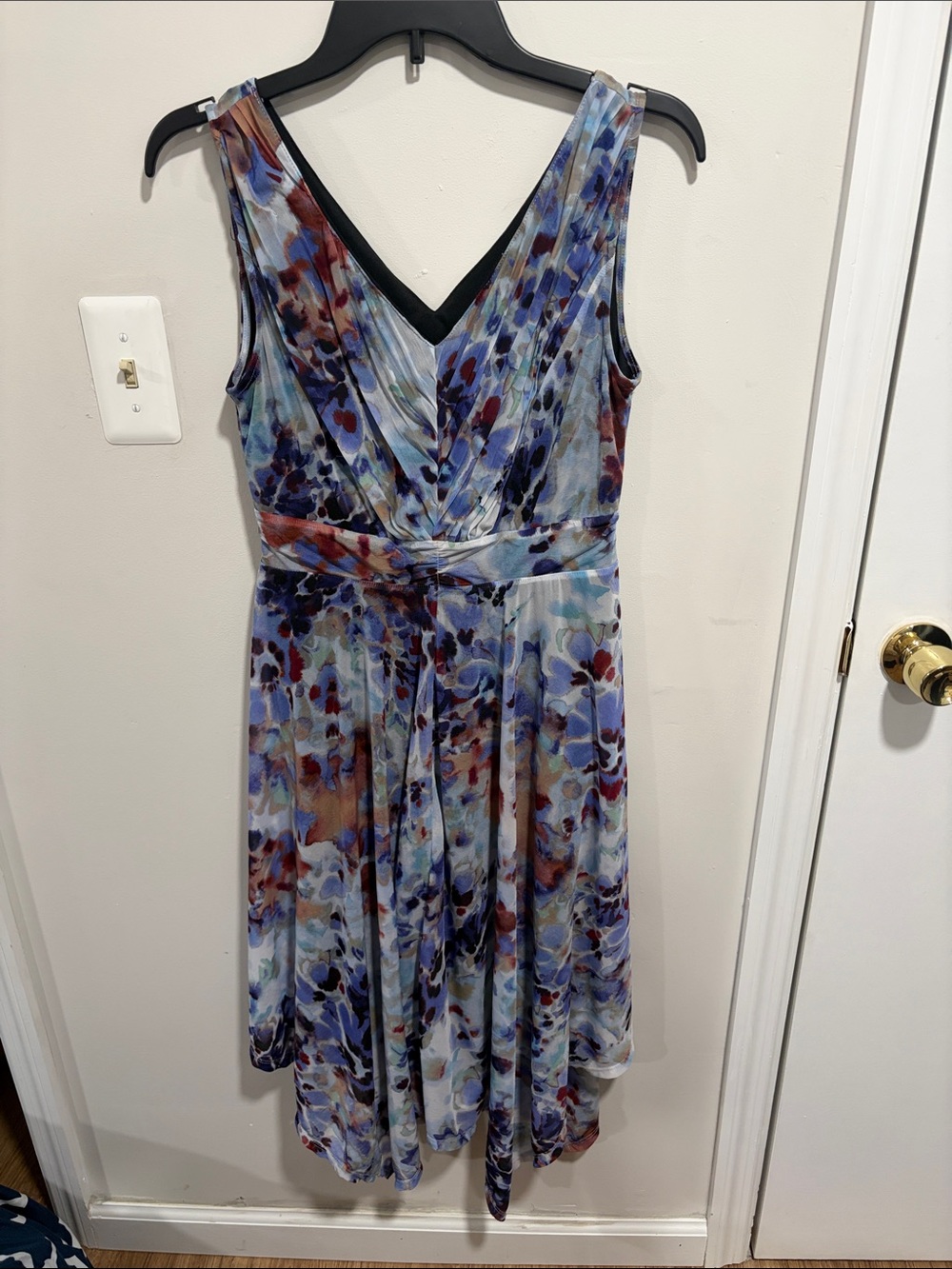 Simply Vera Vera Wang Blue and Brown Floral Midi Dress
